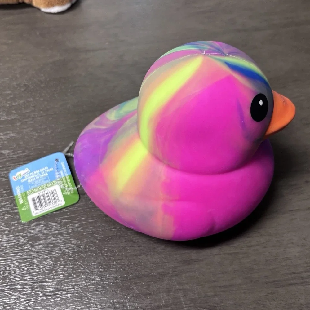 Sunny Days Squeezy Rubber Squishy Rainbow Tie Dye Duck